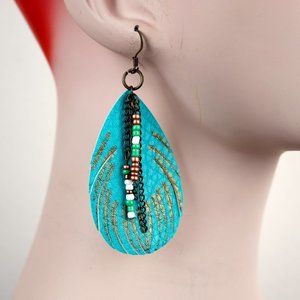 Poetic Spirit Faux Leather Feather Boho Earrings